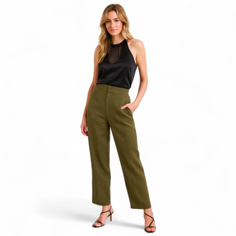 Banana Republic Linen | Seahaven Italian‎ Cotton Blend Pants | Olive | Sz 8